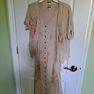 KATTUS Taupe Sleeveless Dress W/Short Sleeve Top Size Large